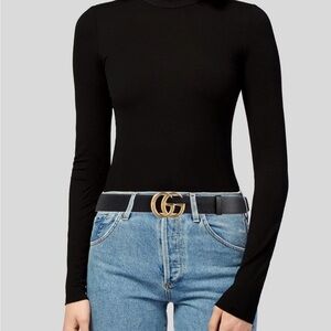 Gucci Double G Logo Leather Belt Size Large